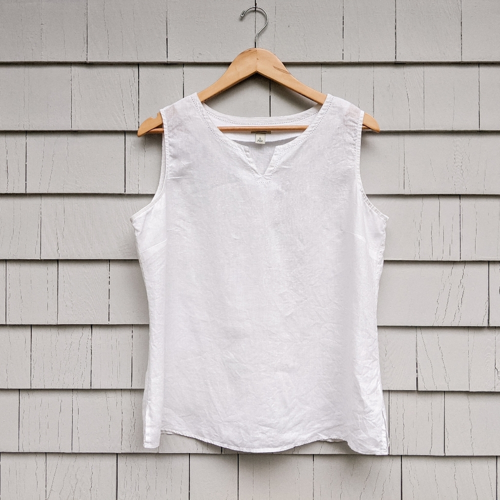 White Linen Sleeveless Tank Top